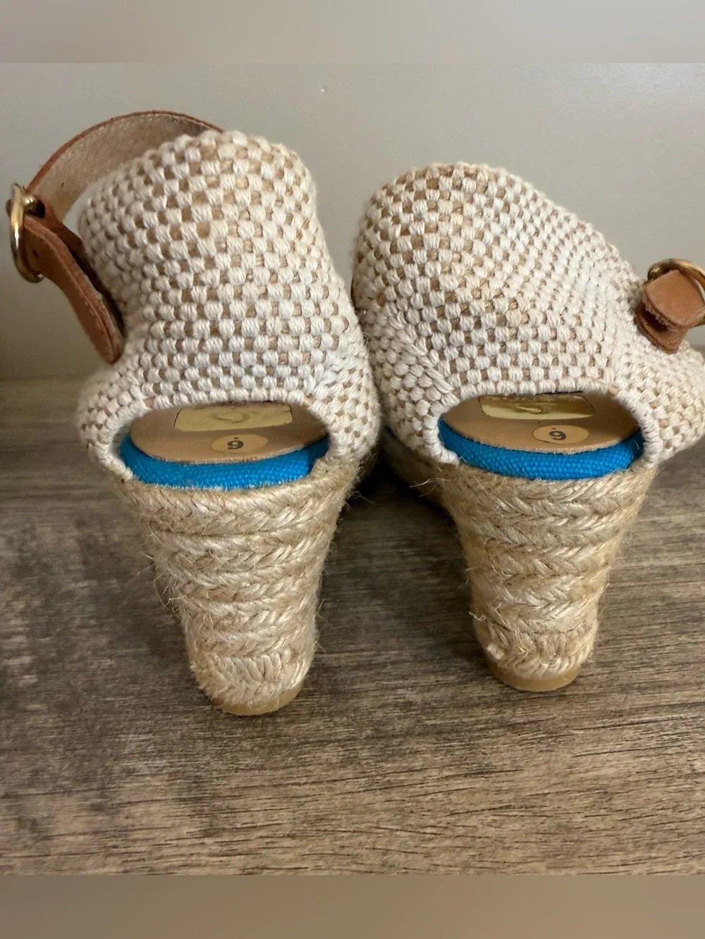 Kanna Wedge Espadrilles Blue Suede Women’s US Sz 6 Made in Spain Resort vacation